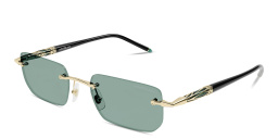 Shop MONTBLANC Meisterstück Centenary Rimless Rectangle Sunglasses in Gold online.