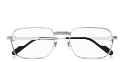 Shop Cartier Première de Cartier Wide Rectangle Eyeglasses in Silver online.