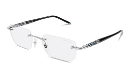 Shop MONTBLANC Meisterstück Centenary Rimless Rectangle Eyeglasses in Silver online.