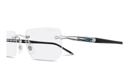 Shop MONTBLANC Meisterstück Centenary Rimless Rectangle Eyeglasses in Silver online.