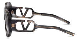 Shop VALENTINO V-Soul II Oversized Round Sunglasses in Black online.