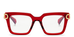 Shop VALENTINO V-Side Square Eyeglasses in Red online.