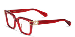 Shop VALENTINO V-Side Square Eyeglasses in Red online.