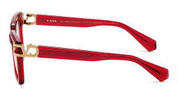 Shop VALENTINO V-Side Square Eyeglasses in Red online.