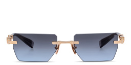 Shop BALMAIN Pierre Unisex Rimless Rectangle Sunglasses in Gold online.