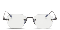 Shop AKONI Juno-One Unisex Rimless Irregular Eyeglasses in Black online.