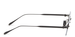 Shop AKONI Juno-One Unisex Rimless Irregular Eyeglasses in Black online.