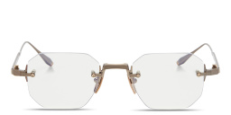 Shop AKONI Juno-One Unisex Rimless Irregular Eyeglasses in Gold online.