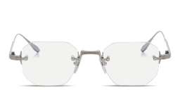 Shop AKONI Juno-One Unisex Rimless Irregular Eyeglasses in Silver online.