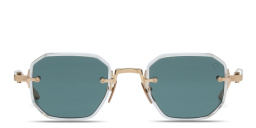 Shop AKONI Juno-Two Unisex Rimless Irregular Sunglasses in Gold online.