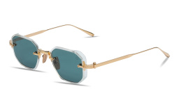 Shop AKONI Juno-Two Unisex Rimless Irregular Sunglasses in Gold online.