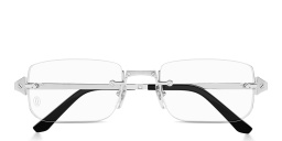 Cartier Santos de Cartier Rimless Rectangle Eyeglasses in Silver – Product Photo 1