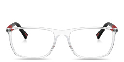 Shop PRADA Wide Rectangle Eyeglasses in Clear online.