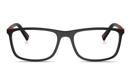 Shop PRADA Wide Rectangle Eyeglasses in Black online.