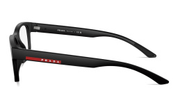Shop Prada Linea Rossa Rectangle Eyeglasses in Black online.