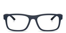 Shop Prada Linea Rossa Rectangle Eyeglasses in Matte Blue online.