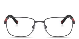 Shop Prada Linea Rossa Wide Square Eyeglasses in Gunmetal online.