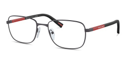 Shop Prada Linea Rossa Wide Square Eyeglasses in Gunmetal online.
