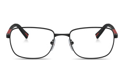 Shop Prada Linea Rossa Wide Square Eyeglasses in Black online.