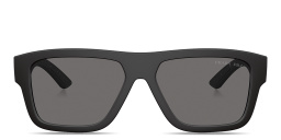 Shop Prada Linea Rossa Logo Lettering Square Sunglasses in Black online.