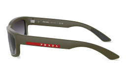 Shop Prada Linea Rossa Rectangle Sunglasses in Green online.