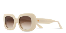 Shop Emmanuelle Khanh Pamela Rectangle Sunglasses in Beige online.