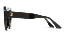 Shop Emmanuelle Khanh EK Logo Oversized Square Sunglasses in Black online.