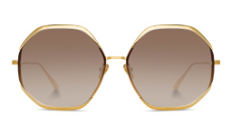 LINDA FARROW Camila Oversized Irregular Sunglasses in Yellow – Product Photo 1