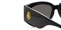 Shop LINDA FARROW Debbie Round Sunglasses in Black online.