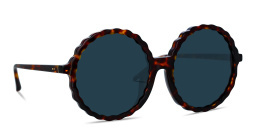 Shop LINDA FARROW Nova Oversized Round Sunglasses in Tortoise online.