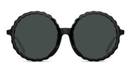 Shop LINDA FARROW Nova Oversized Round Sunglasses in Black online.