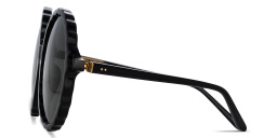 Shop LINDA FARROW Nova Oversized Round Sunglasses in Black online.