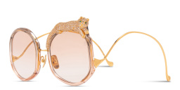 Shop ANNA KARIN KARLSSON Rose Et Le Rêve Limited Edition Oversized Round Sunglasses in Transparent Tobacco Brown online.