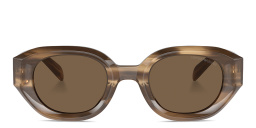 Shop Emporio Armani Irregular Sunglasses in Brown online.