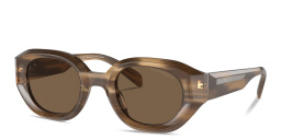 Shop Emporio Armani Irregular Sunglasses in Brown online.