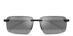 Shop Maui Jim Laulima Unisex Rimless Rectangle Sunglasses in Black online.