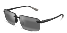 Shop Maui Jim Laulima Unisex Rimless Rectangle Sunglasses in Black online.