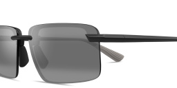 Shop Maui Jim Laulima Unisex Rimless Rectangle Sunglasses in Black online.