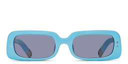 Shop JACQUEMUS Azzuro Rectangle Sunglasses in Blue online.
