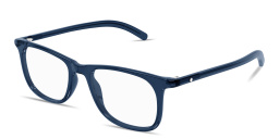 Shop MONTBLANC Snowcap Rectangle Eyeglasses in Blue online.