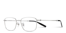 Shop MONTBLANC Snowcap Rectangle Eyeglasses in Silver online.