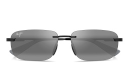 Shop Maui Jim Lanakila Unisex Rimless Rectangle Sunglasses in Black online.