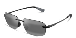 Shop Maui Jim Lanakila Unisex Rimless Rectangle Sunglasses in Black online.