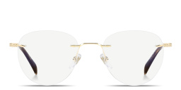 Shop DAVID BECKHAM Talisman Rimless Round Eyeglasses in Gold online.