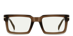 Shop DAVID BECKHAM Talisman Rectangle Eyeglasses in Brown online.