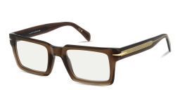 Shop DAVID BECKHAM Talisman Rectangle Eyeglasses in Brown online.