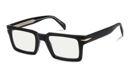 Shop DAVID BECKHAM Talisman Rectangle Eyeglasses in Black online.