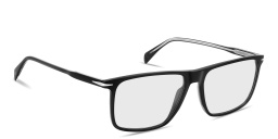 Shop DAVID BECKHAM Talisman Wide Rectangle Eyeglasses in Black online.