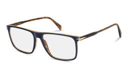 Shop DAVID BECKHAM Talisman Wide Rectangle Eyeglasses in Blue online.