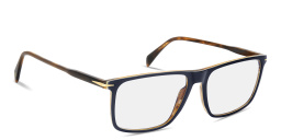 Shop DAVID BECKHAM Talisman Wide Rectangle Eyeglasses in Blue online.